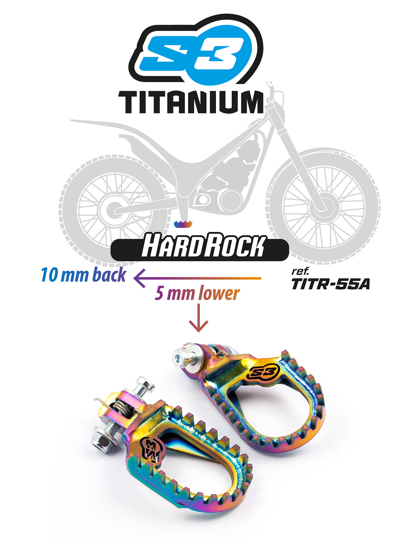 S3 Titan Fußrasten Hardrock flach