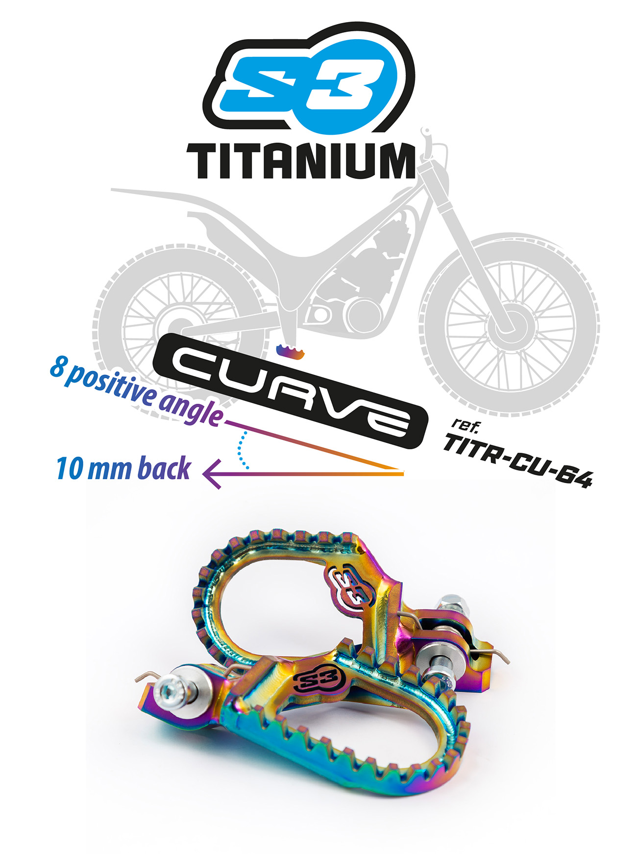 S3 Titan Fußrasten Curve Trial, 8 Grad Winkel